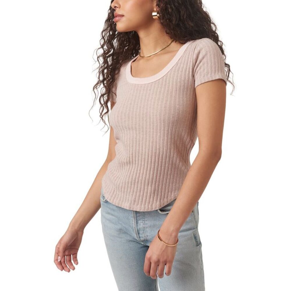 Project Social T Womens  Julie Scoop Neck Sweater Rib T-Shirt
